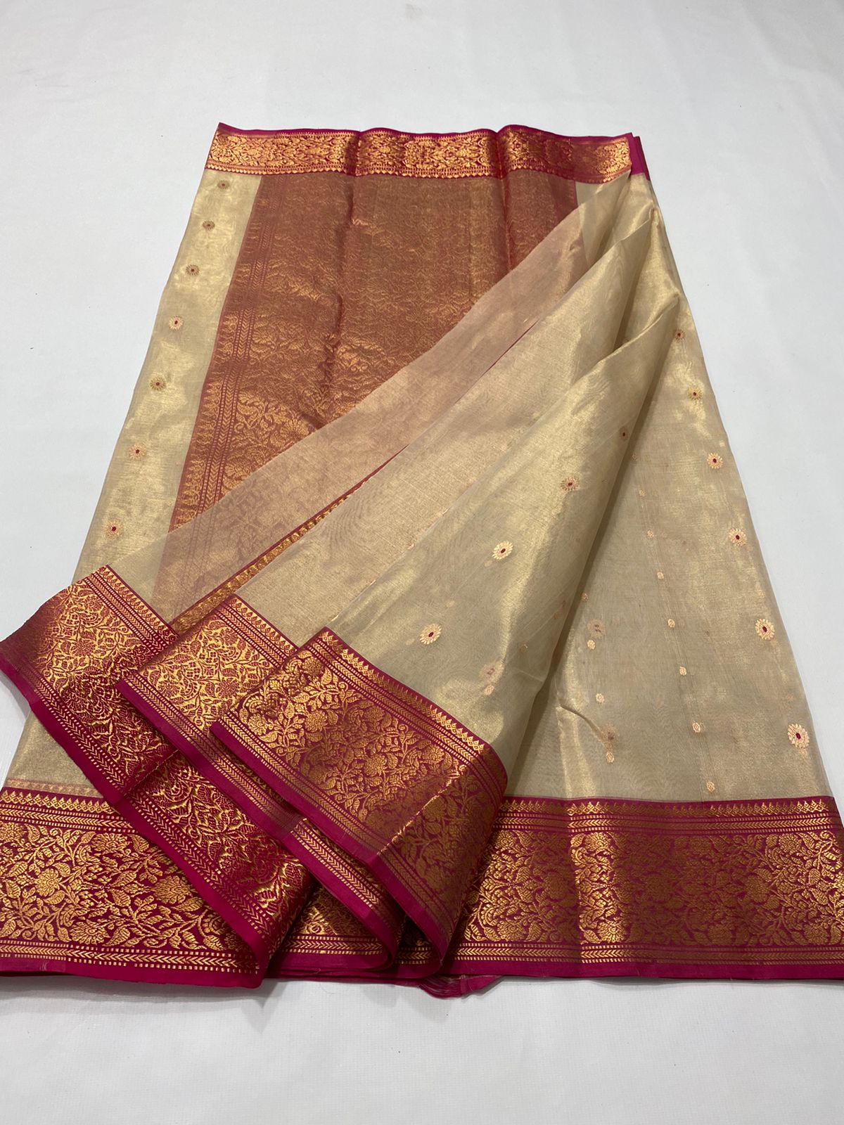 Black Color Heavy Chanderi Cotton Embroidered With Pearl Work Saree