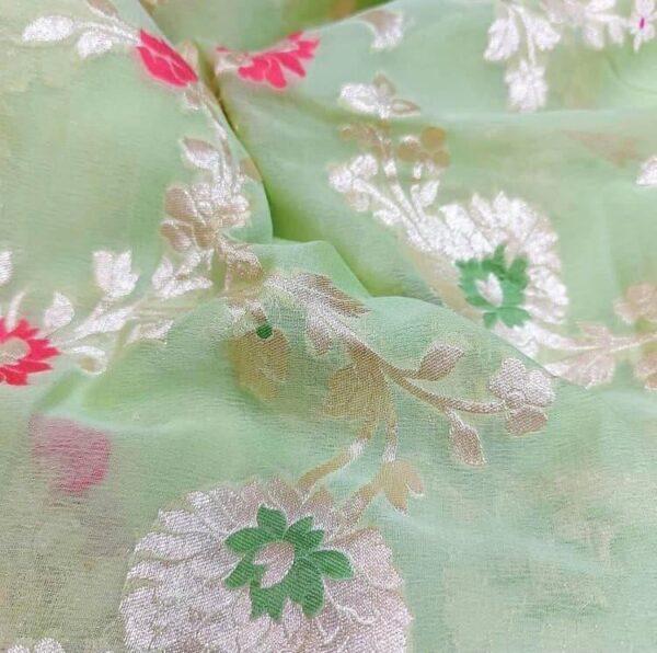 Pure Handloom Khaddi Banarasi Saree with Meenakari Zari Work