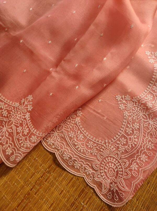 Pure Organza Silk saree with all over thread embroidery - Image 10