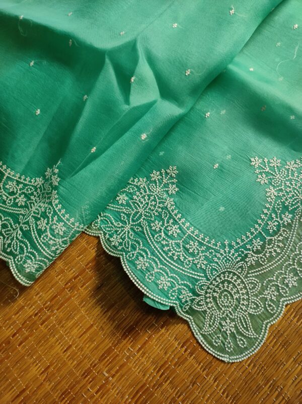 Pure Organza Silk saree with all over thread embroidery - Image 9