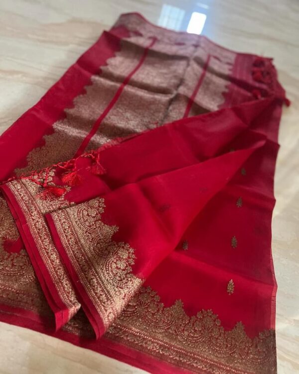 Pure Handloom Kora Banarasi Kadhua Weave Zari