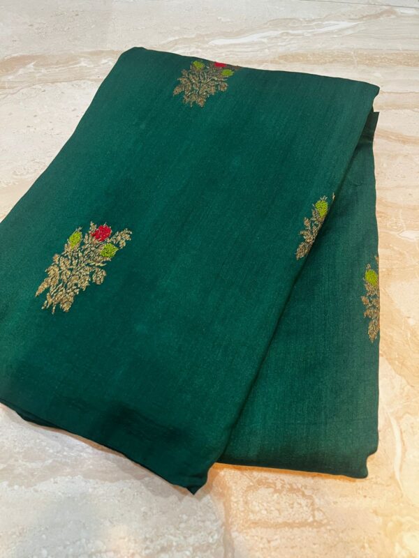 Pure Handloom Munga Tussar Banarasi Saree With Kadhua Weave Zari