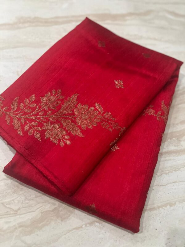 Beautiful Shade Of Dupion Raw Silk Banarasi Saree With Antiq Zari Weave - Image 2