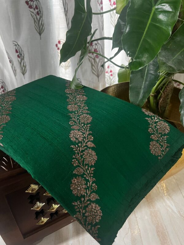 Pure Handloom Tussar Raw Silk Banarasi Saree - Image 2
