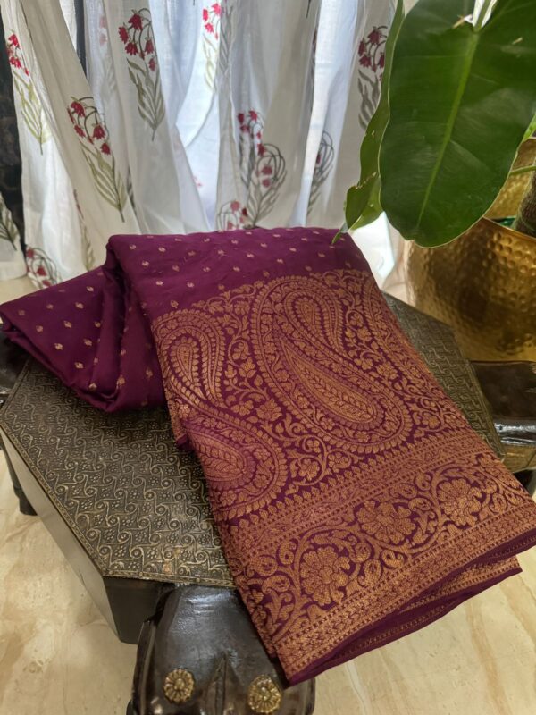 Pure Mysore Crepe Silk Saree With Zari Woven - Image 2