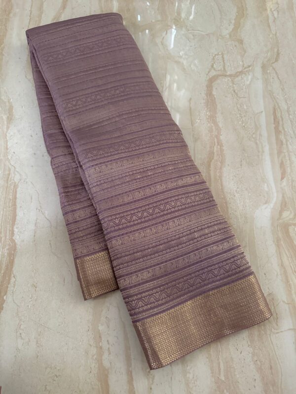 Pure Mysore Brocade Crepe Silk Saree With Zari Woven - Image 2