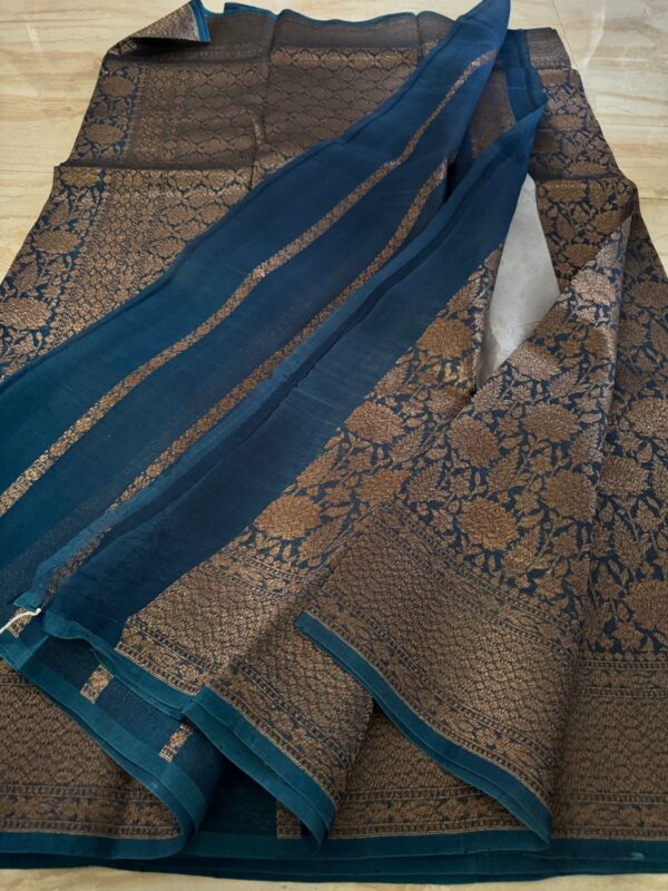 Pure Hamdloom Brocade Kora Banarasi Silk Saree