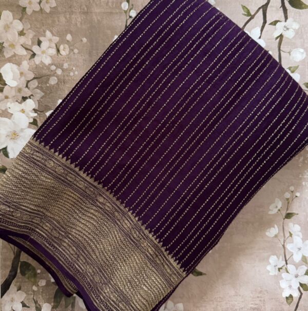 Pure Mysore Crepe Silk Saree With All Over Zari Weave