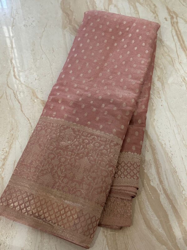 Pure Handloom Mysore Tissue Soft Silk Saree With Zari Weave - Image 2