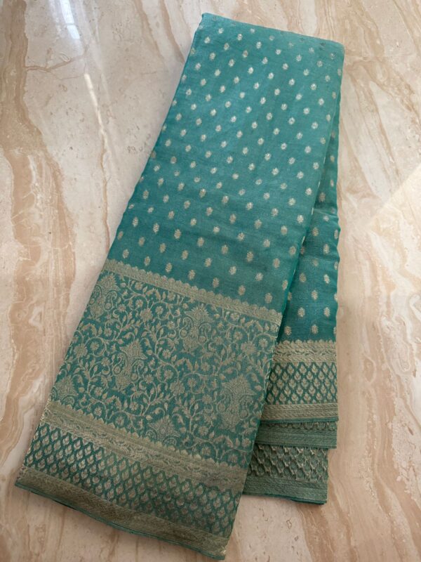 Pure Handloom Mysore Tissue Soft Silk Saree With Zari Weave - Image 2