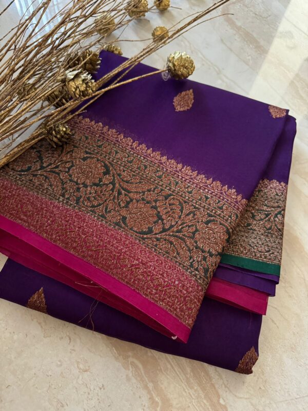 Pure handloom Kora Banarasi Kadua Weave Antiq Zari