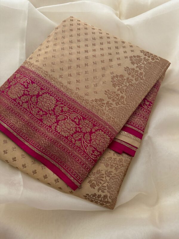 Pure Handloom Satin Crepe Silk Banarasi Saree