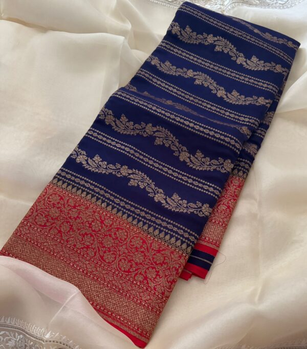 Pure Handloom Banarasi Crepe Satin Silk - Image 3