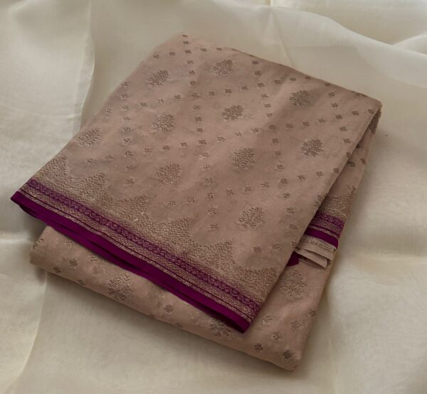 Pure Handloom Banarasi Satin Crepe Silk Saree - Image 2