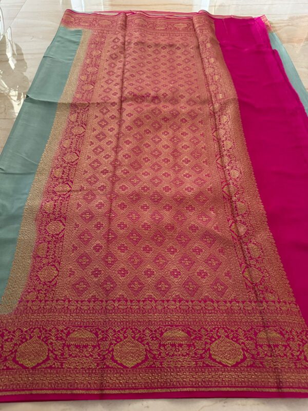 Pure Handloom Banarasi Satin Crepe Silk - Image 4