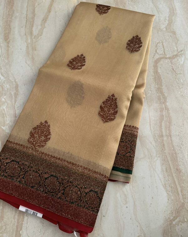 Pure Handloom Kora Banarasi Kadua Weave Zari - Image 2