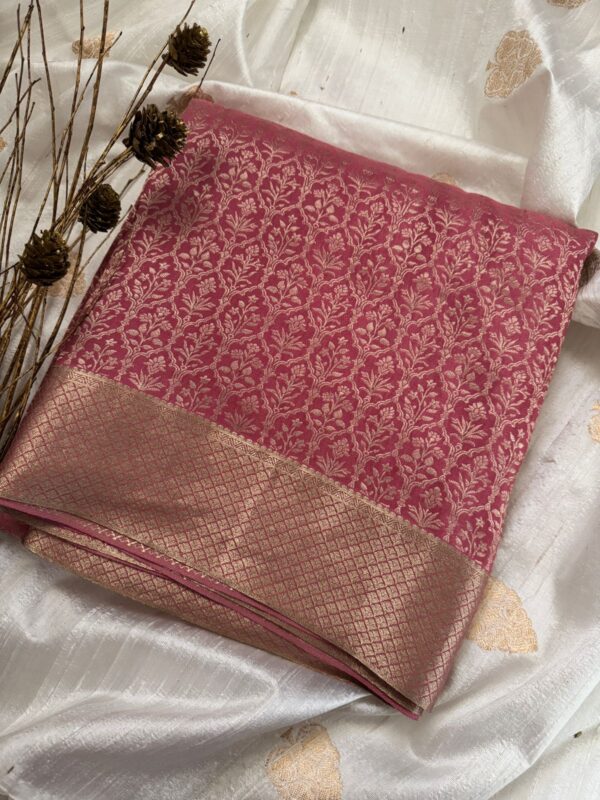 Pure Handloom Mysore Brocade Crepe Silk Saree With Zari Weave All Over