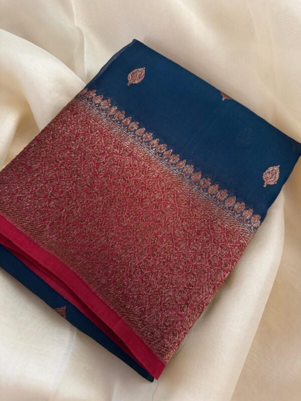 Pure Handloom Kora Banarasi Kadwa Weave Zari - Image 2