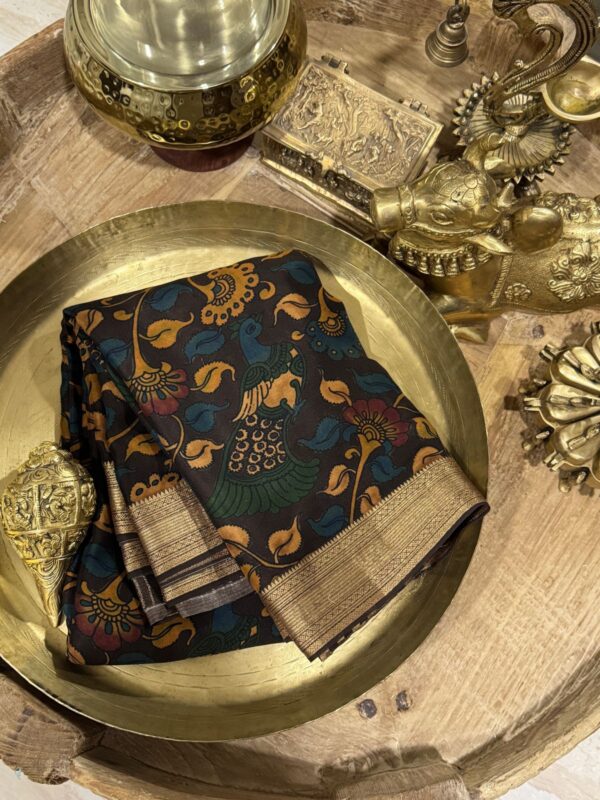 Mysore Crepe Silk Saree With Kalamkari Print