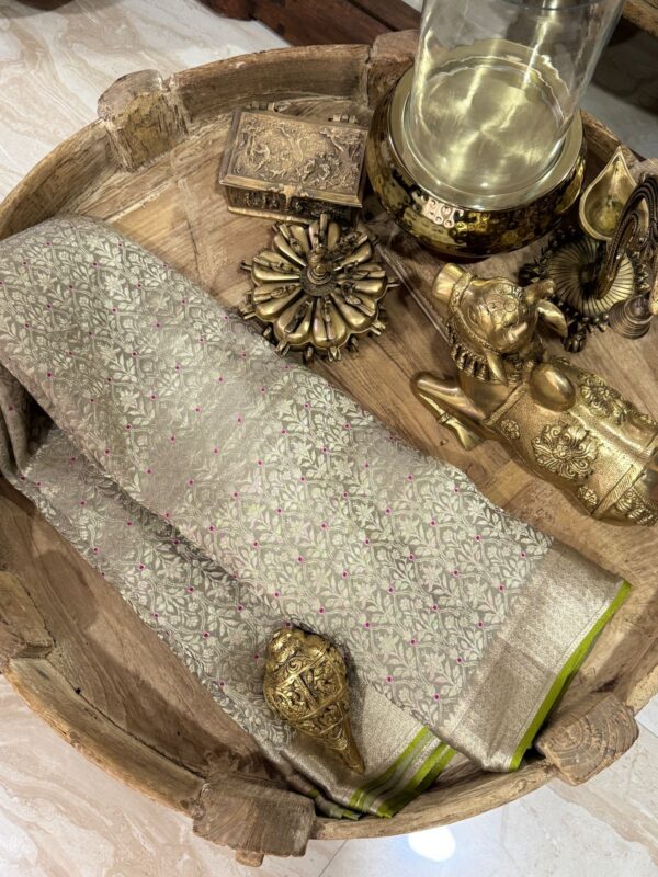 Pure Mysore Brocade Crepe Silk With Meenakari Zari Weave - Image 2