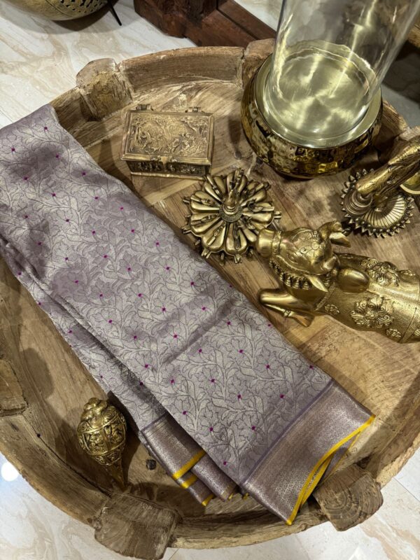 Pure Mysore Brocade Crepe Silk Saree With Meenakari Zari Weave