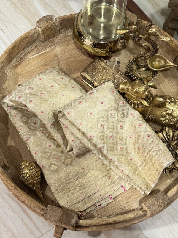 Mysore Brocade Crepe Silk With All Over Zari Weave - Image 2