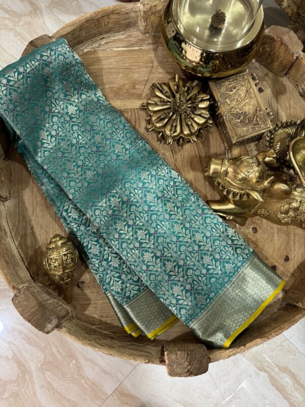 Pure Mysore Brocade Crepe Silk Saree With Meenakari Zari Weave