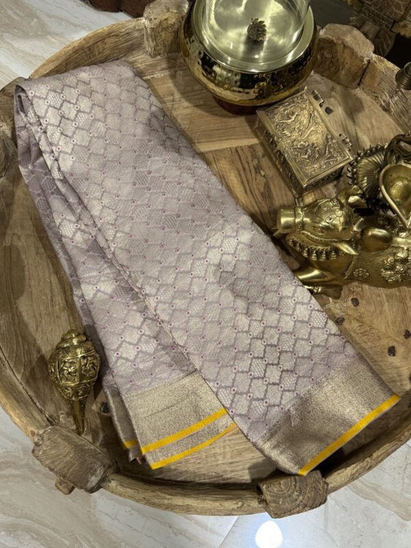Pure Mysore Brocade Crepe Silk With Zari Weave All Over