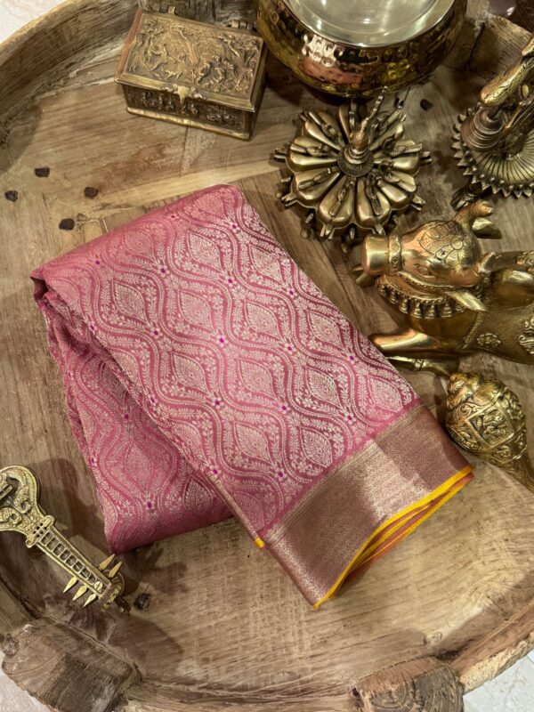 Pure Mysore Brocade Crepe Silk Saree With Zari Weave - Image 2