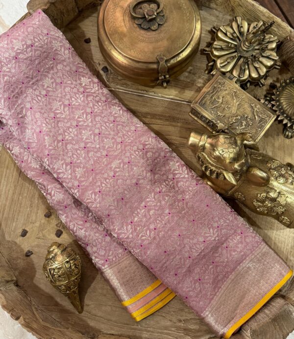 Mysore Crepe Silk Brocade with Meenakari Zari
