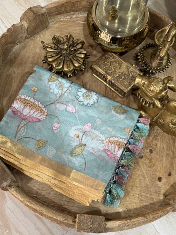 Banarasi Soft Tissue Silk Saree With Embroidery Work All Over - Image 2