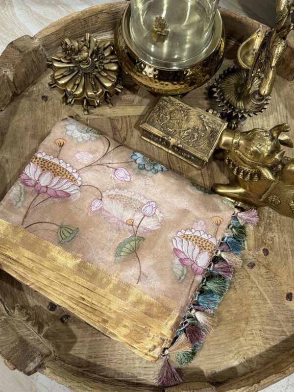 Banarasi Soft Tissue Silk Saree With Embroidery All Over - Image 2