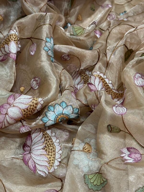 Banarasi Soft Tissue Silk Saree With Embroidery All Over - Image 8