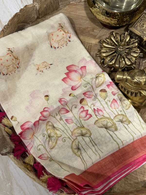 Pure Linen Digital Print Saree