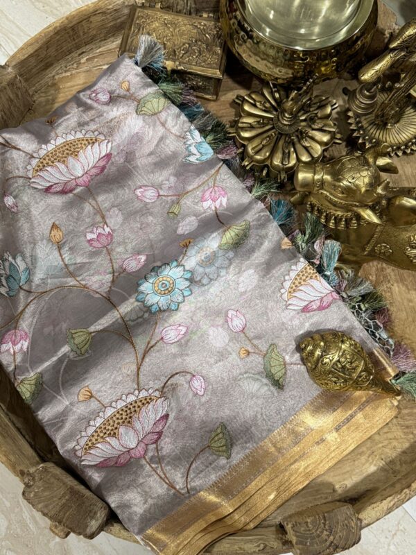 Banarasi Soft Tissue Silk Saree With All Over Embroidery Work - Image 10