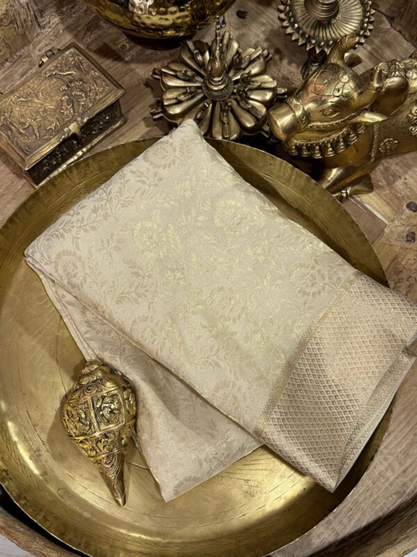 Mysore Brocade Crepe Silk With All Over Zari Weave