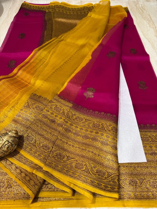 Pure Handloom Kora Banarasi Kadua Weave Zari - Image 2