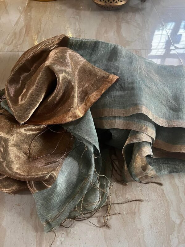 Pure Linen Tissue Silk Saree - Image 4