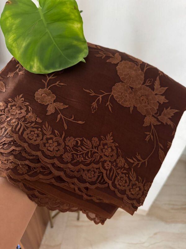 Pure Organza Saree With Machine Embroidery Work All Over