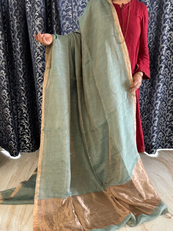Pure Linen Tissue Silk Saree - Image 8