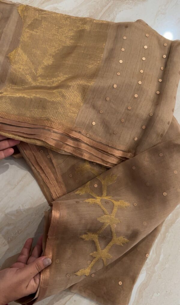 Pure Resham Silk Saree With Jamdani Weave - Image 7