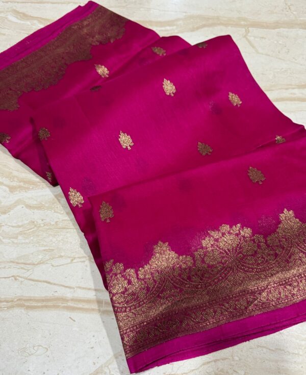Pure Handloom Kora Banarasi Kadua Weave Zari - Image 2