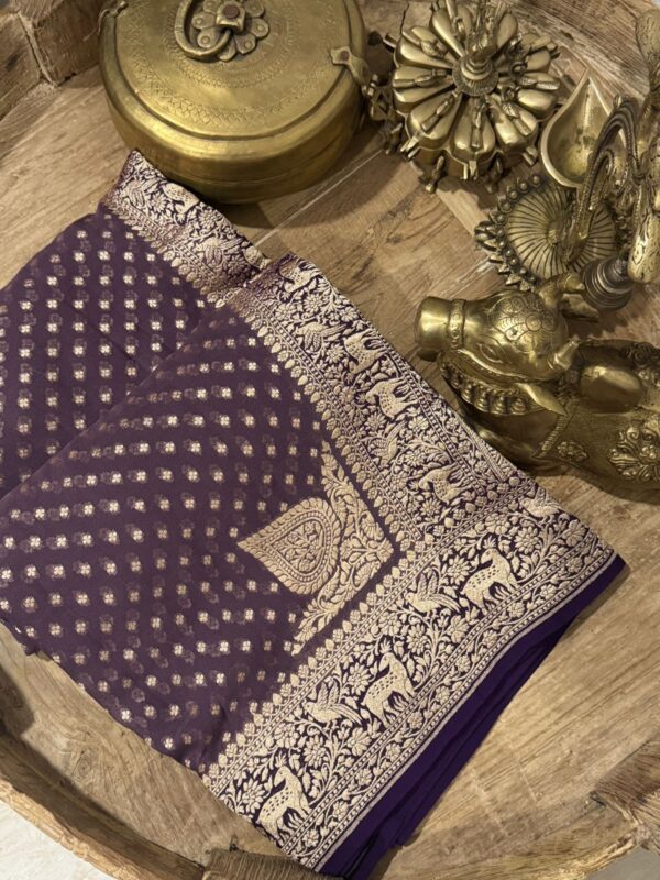 Pure Handloom Khaddi Georgette Banarasi Saree - Image 2