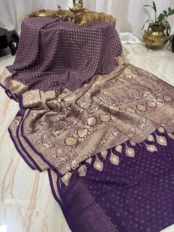 Pure Handloom Khaddi Georgette Banarasi Saree - Image 3