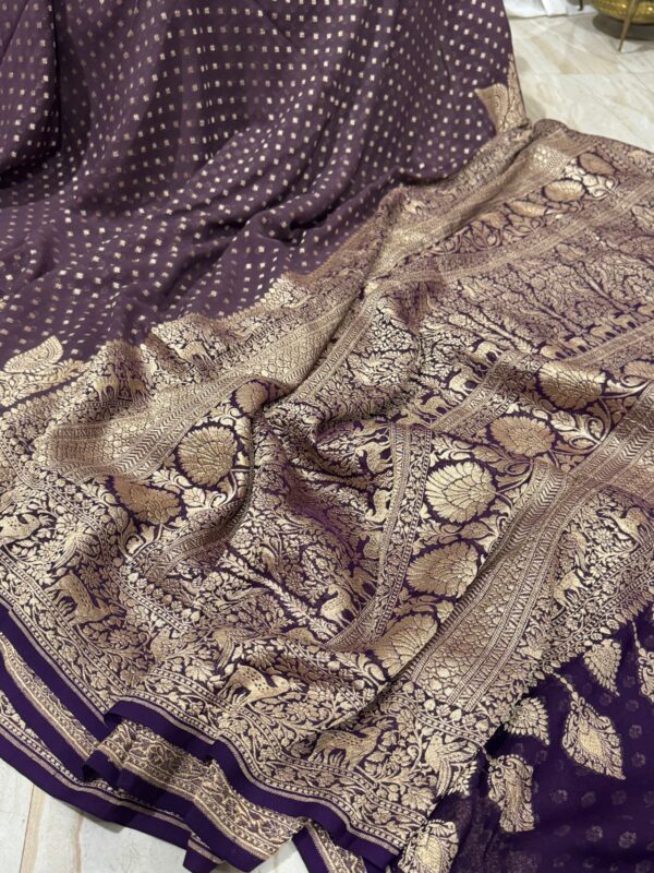 Pure Handloom Khaddi Georgette Banarasi Saree - Image 5