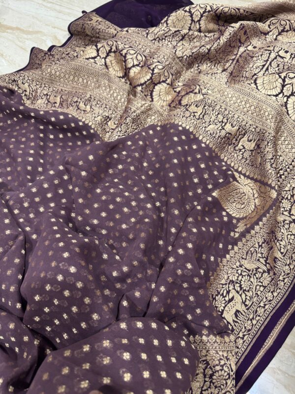 Pure Handloom Khaddi Georgette Banarasi Saree - Image 6