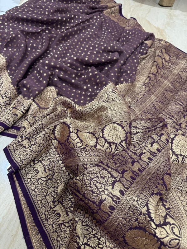 Pure Handloom Khaddi Georgette Banarasi Saree - Image 8