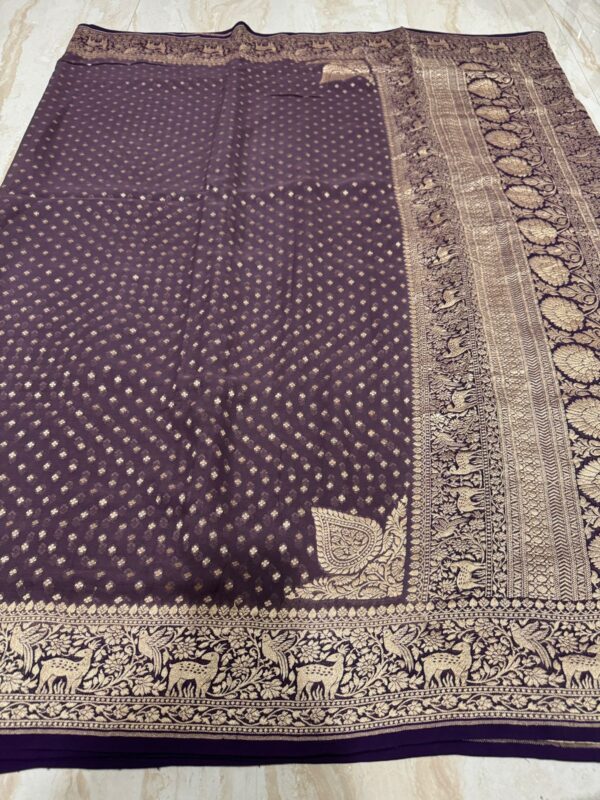 Pure Handloom Khaddi Georgette Banarasi Saree - Image 7