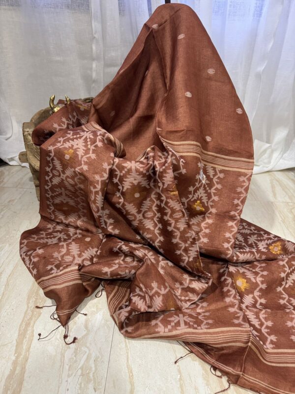 Handwoven Pure Tussar Jamdani Silk Saree