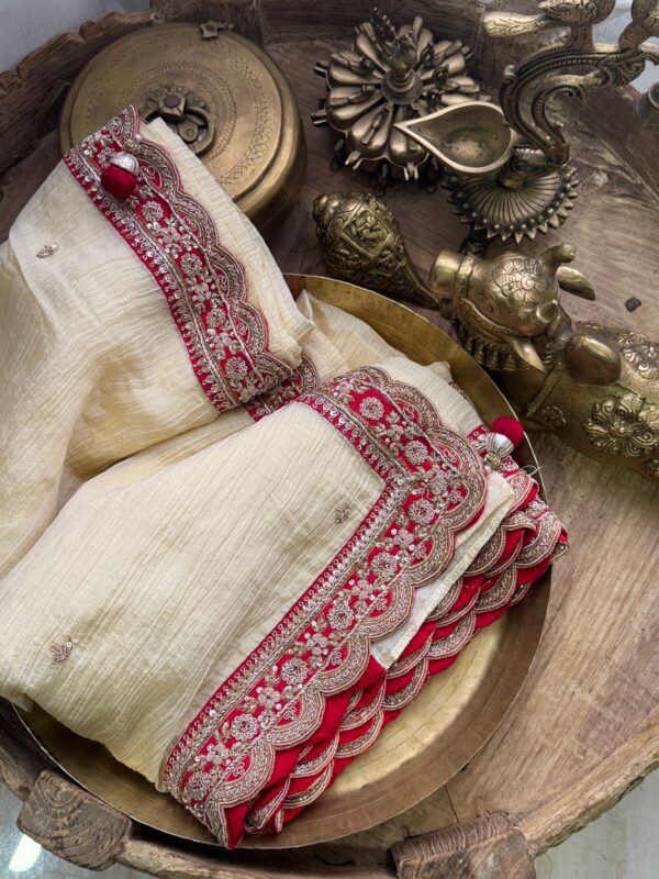 Designer Crush Tissue Saree with Zardozi Embroidery